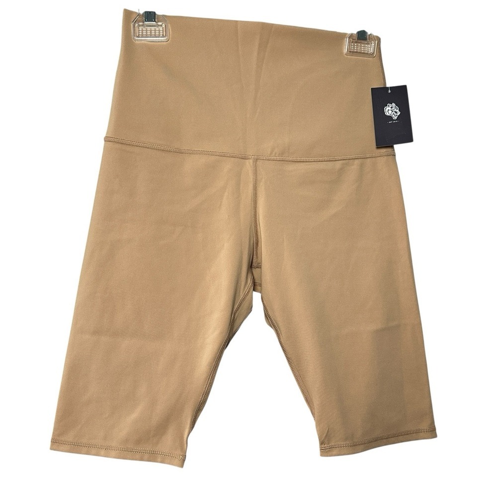NWT Darc Sport She Wolf Head Biker Shorts Size M Brown High Waist Gym Streetwear